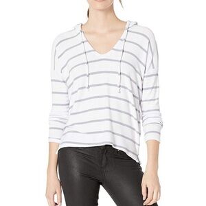 Chaser Striped V-Neck Hoodie Long Sleeve Top